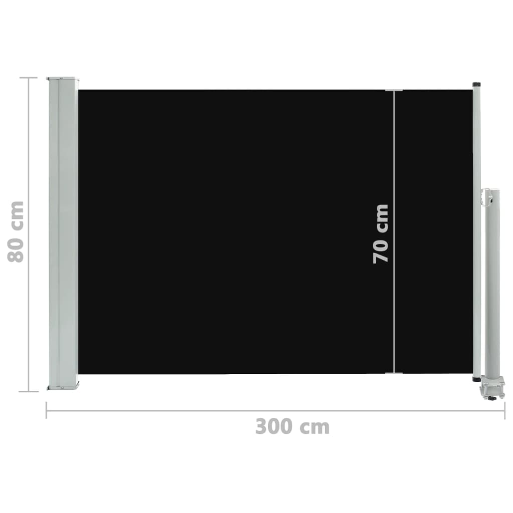 Tuinscherm Uittrekbaar 80 x 300 cm Zwart