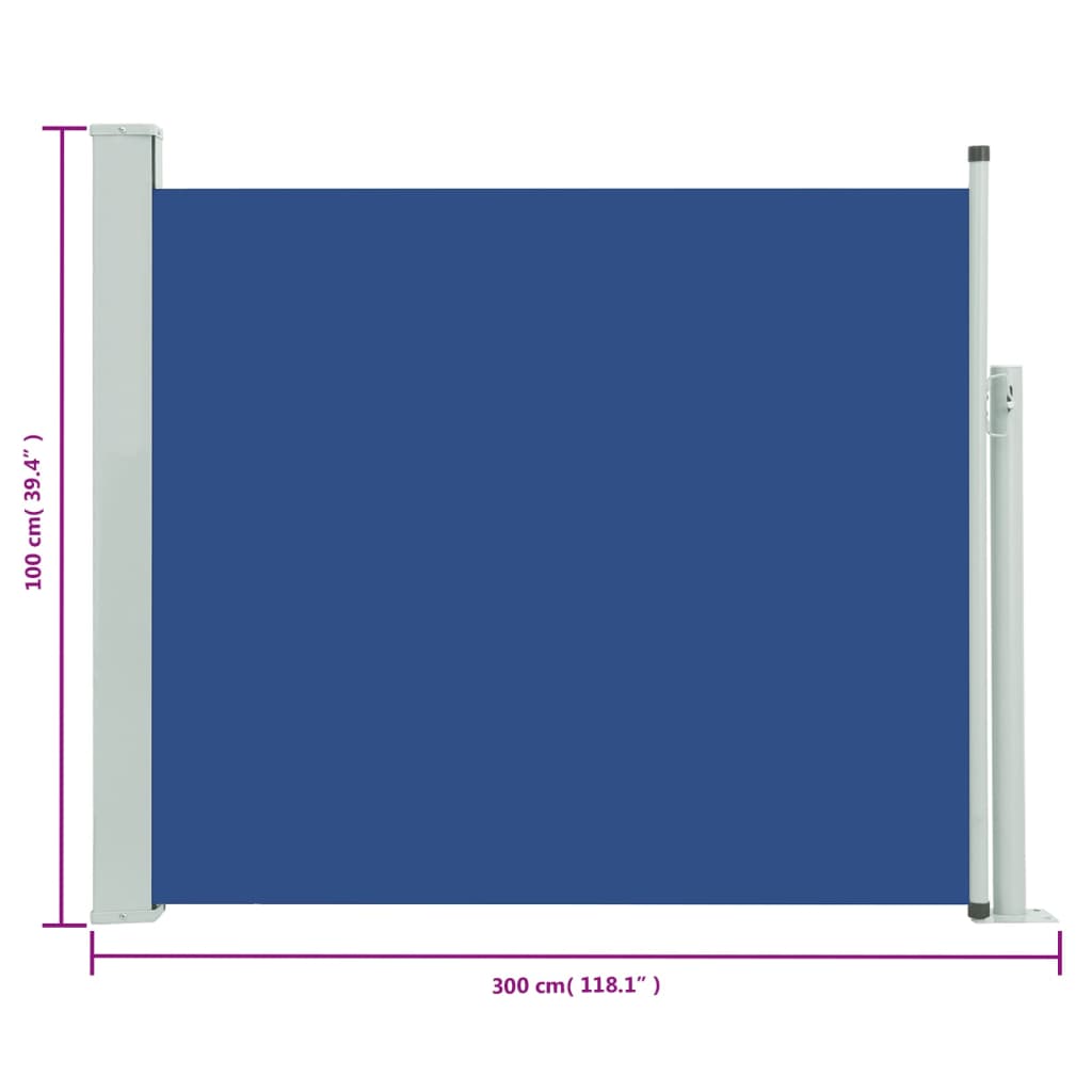 Tuinscherm uittrekbaar 100x300 cm blauw 100 x 300 cm Blauw