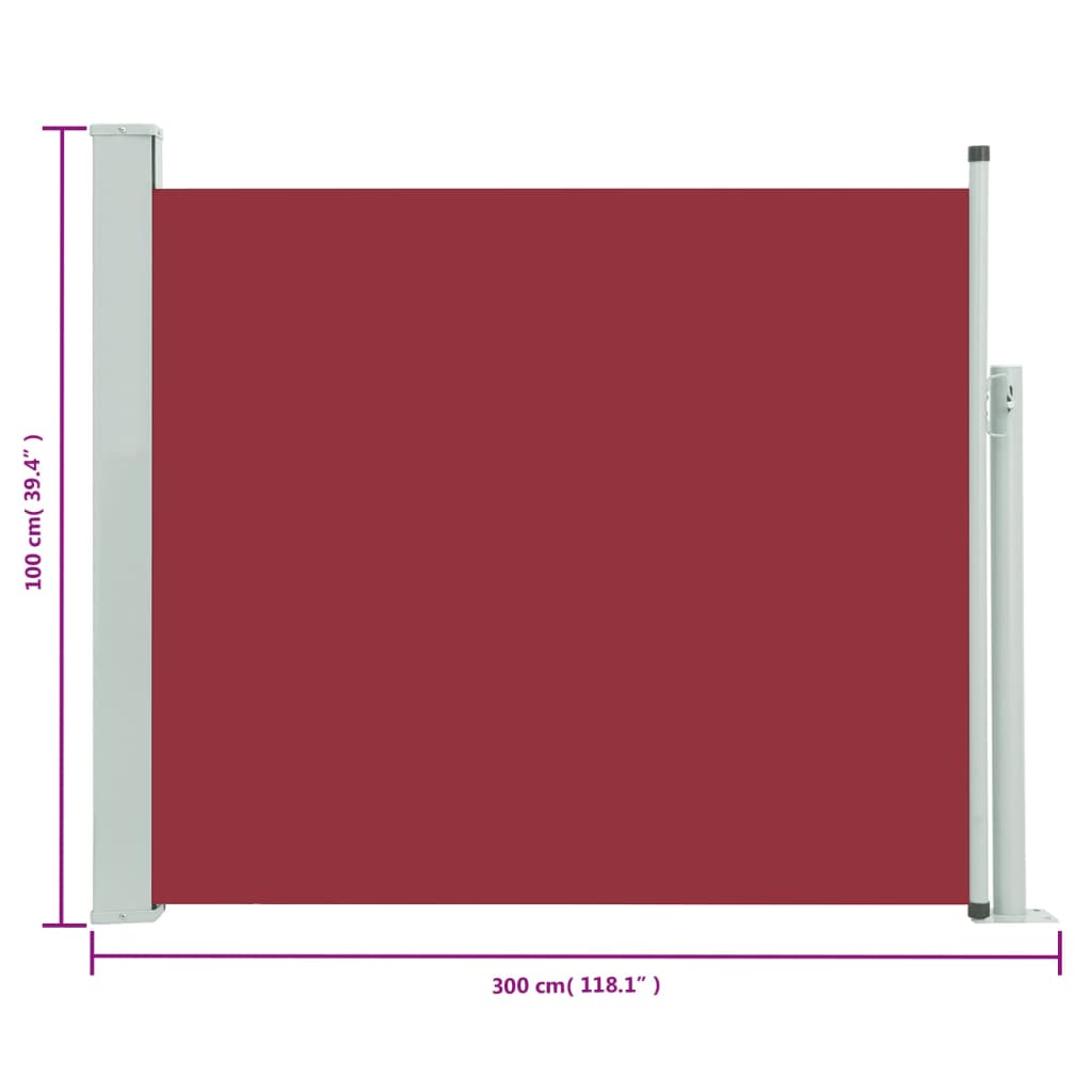 Tuinscherm uittrekbaar 100x300 cm rood 100 x 300 cm Rood