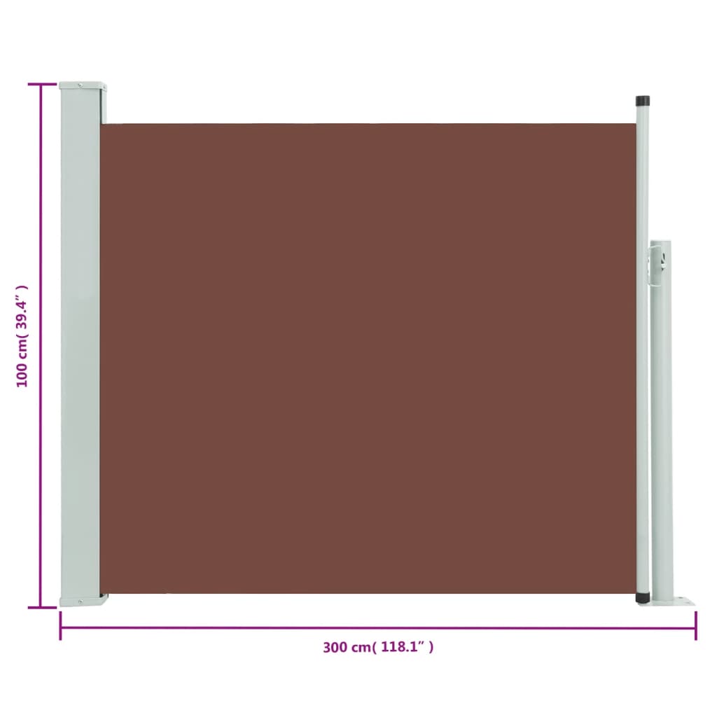 Tuinscherm uittrekbaar 100x300 cm bruin 100 x 300 cm Bruin