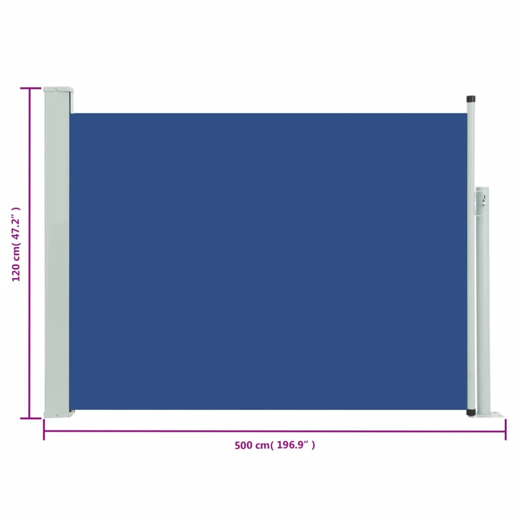 Tuinscherm Uittrekbaar 120X500 Cm Blauw 120 x 500 cm