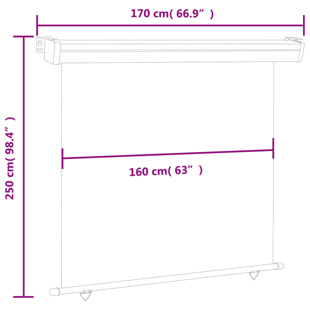 Balkonscherm Kleurig 170 x 250 cm Crème