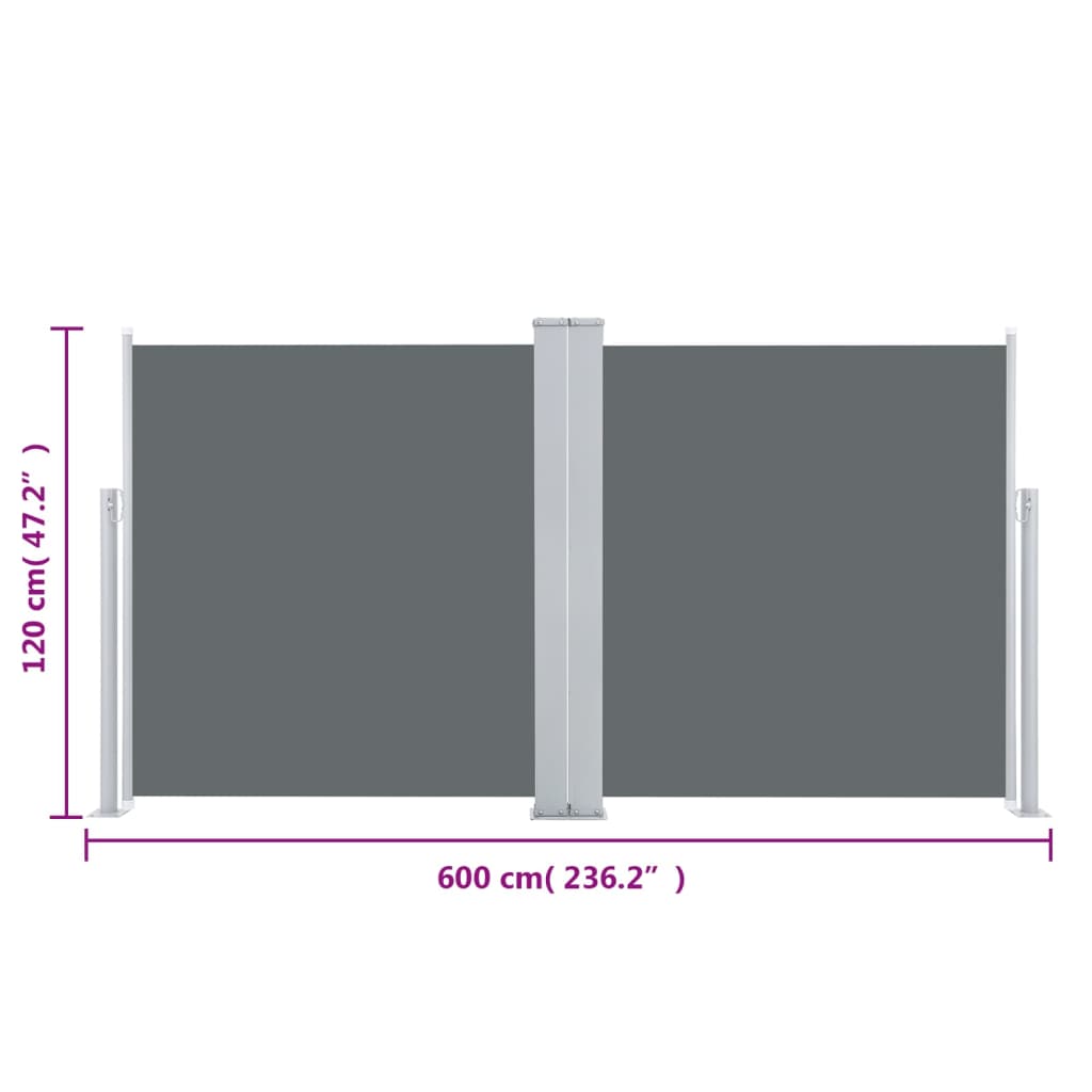 Windscherm Uittrekbaar 120X600 Cm Antraciet 120 x 600 cm