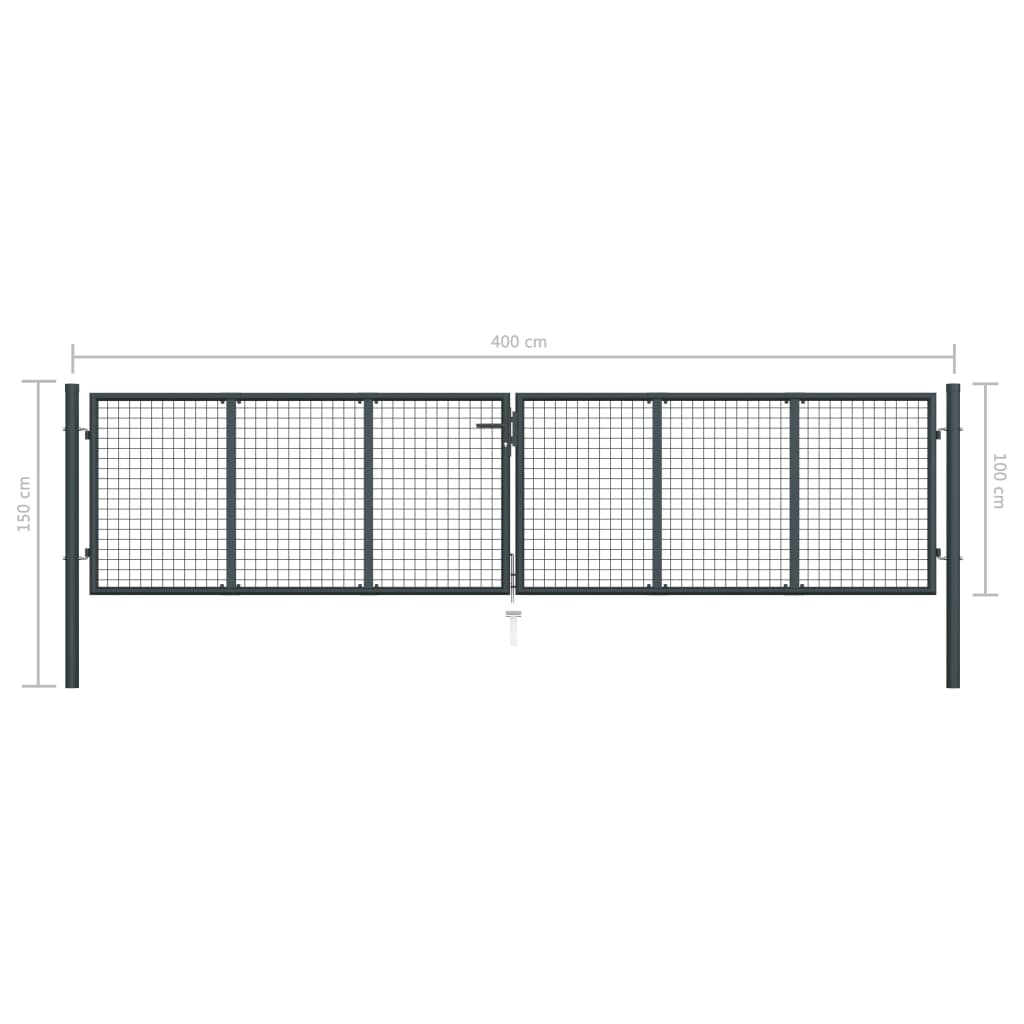 Gaaspoort 400X150 Cm Gegalvaniseerd Staal Grijs 400 x 150 cm