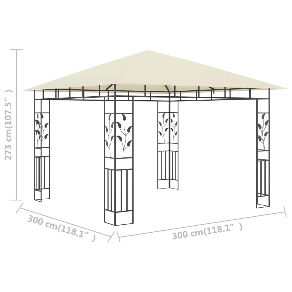 Prieel Met Klamboe 180 G/M² 3X3X2,73 M 3 x 3 x 2.73 m Crème
