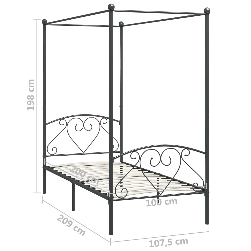 Hemelbedframe Metaal 100 x 200 cm