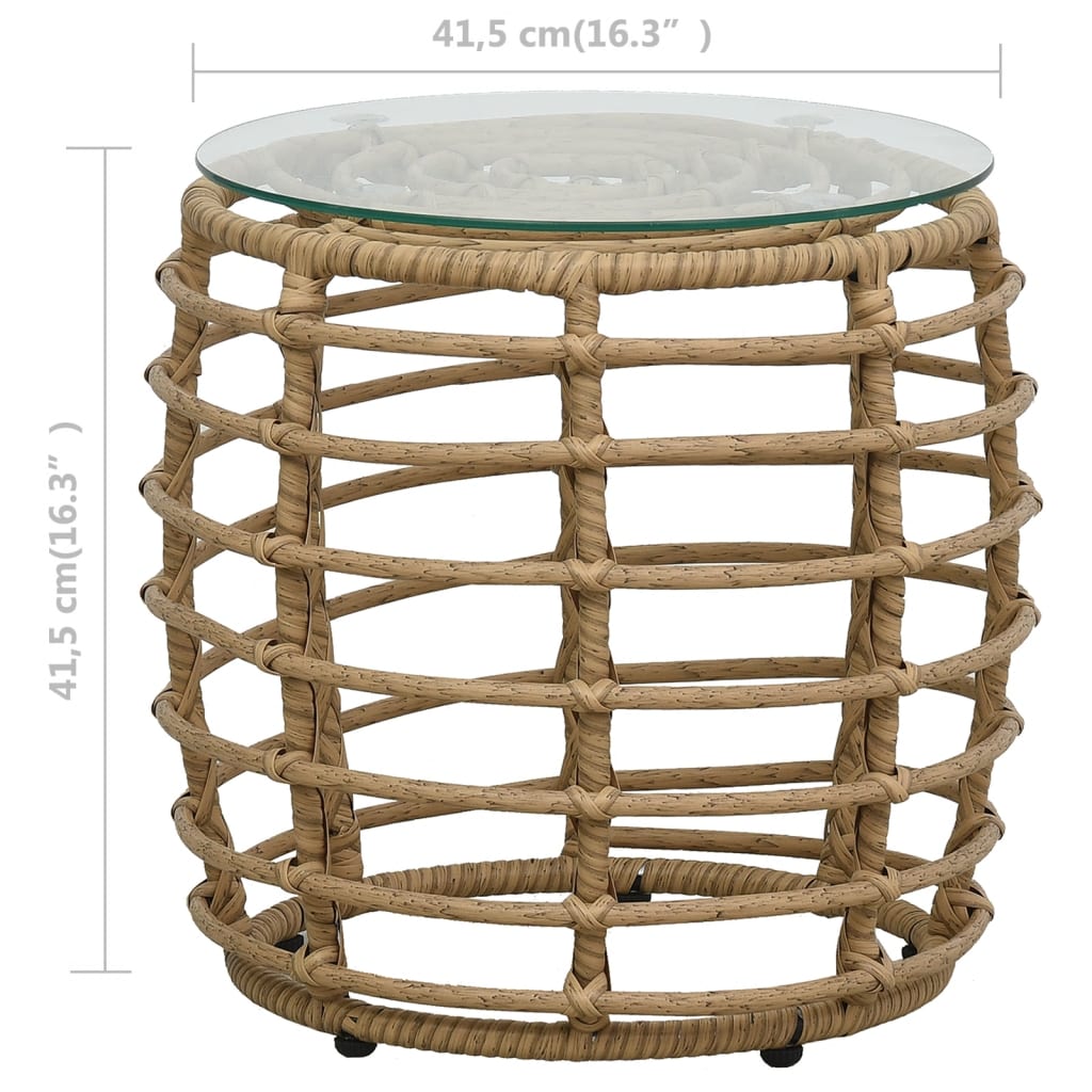 -Delige Bistroset Poly Rattan Kleurig Eiken
