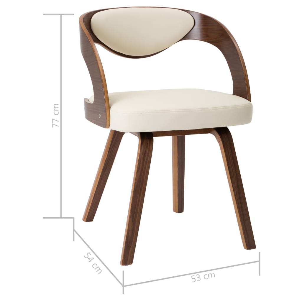 Eetkamerstoelen Gebogen Hout En Kunstleer 6 Crème en donkerbruin