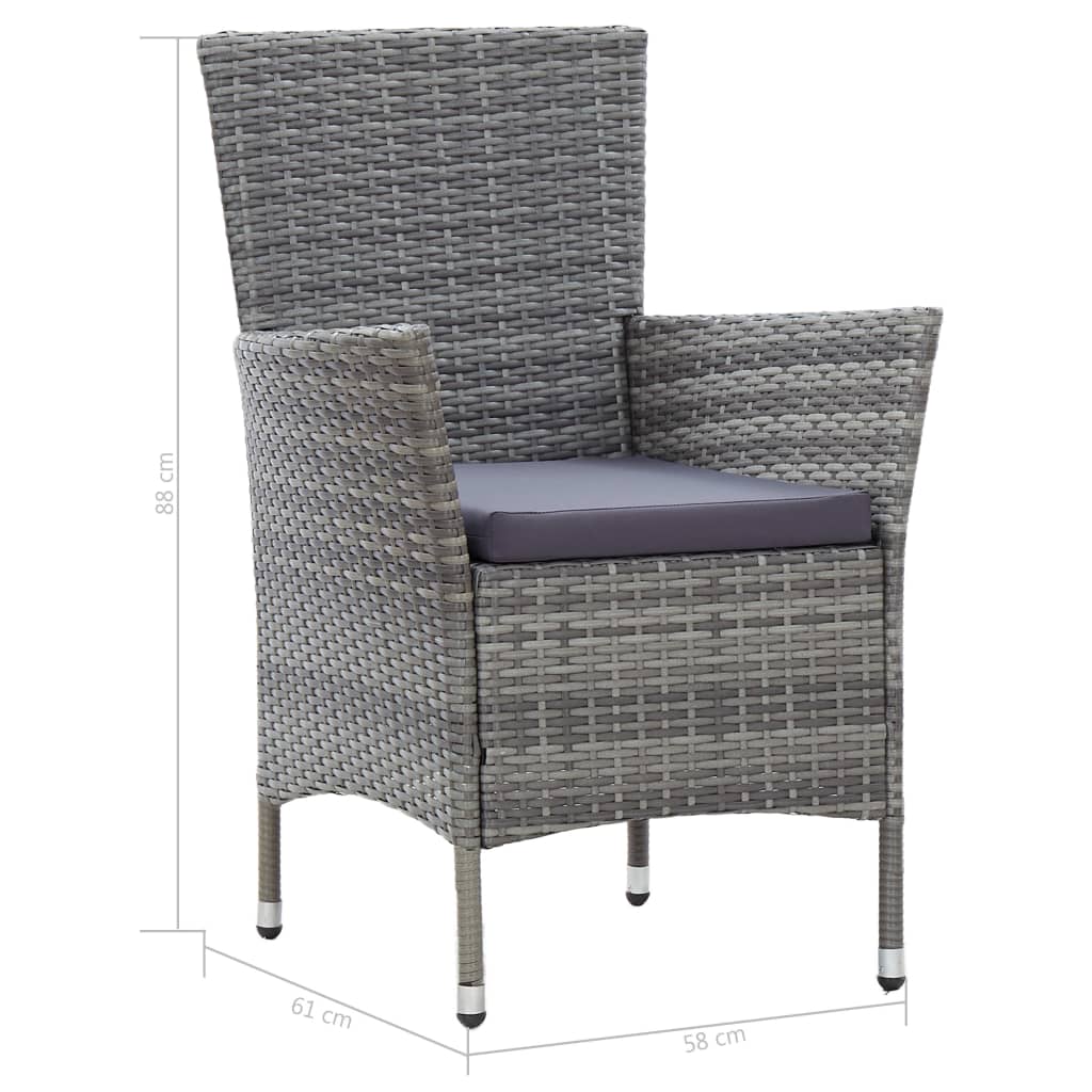 -Delige Tuinset Met Kussens Poly Rattan 7 150 cm tafellengte Grijs