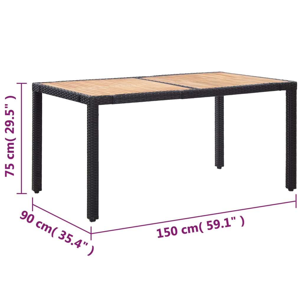 -Delige Tuinset Met Kussens Poly Rattan 7 150 cm tafellengte Zwart en bruin