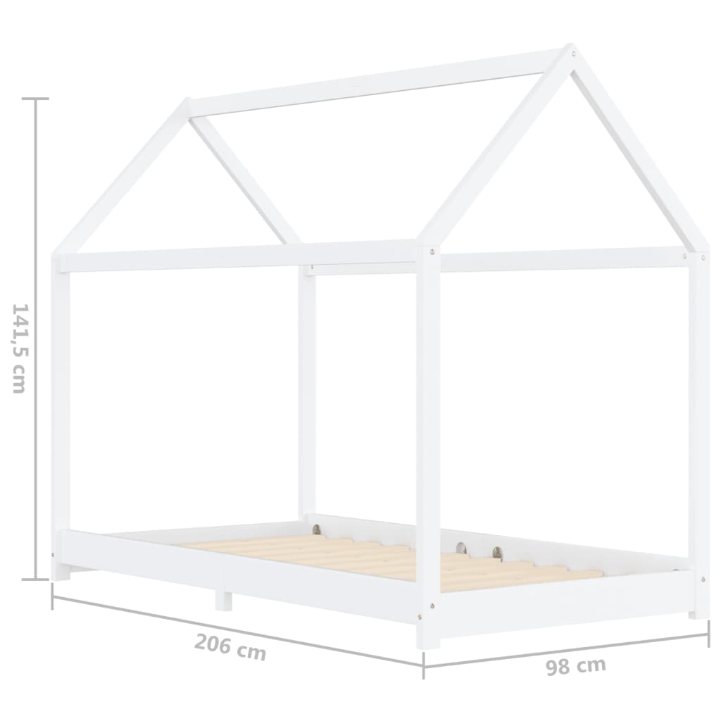 Kinderbedframe Massief Grenenhout 90 x 200 cm Wit