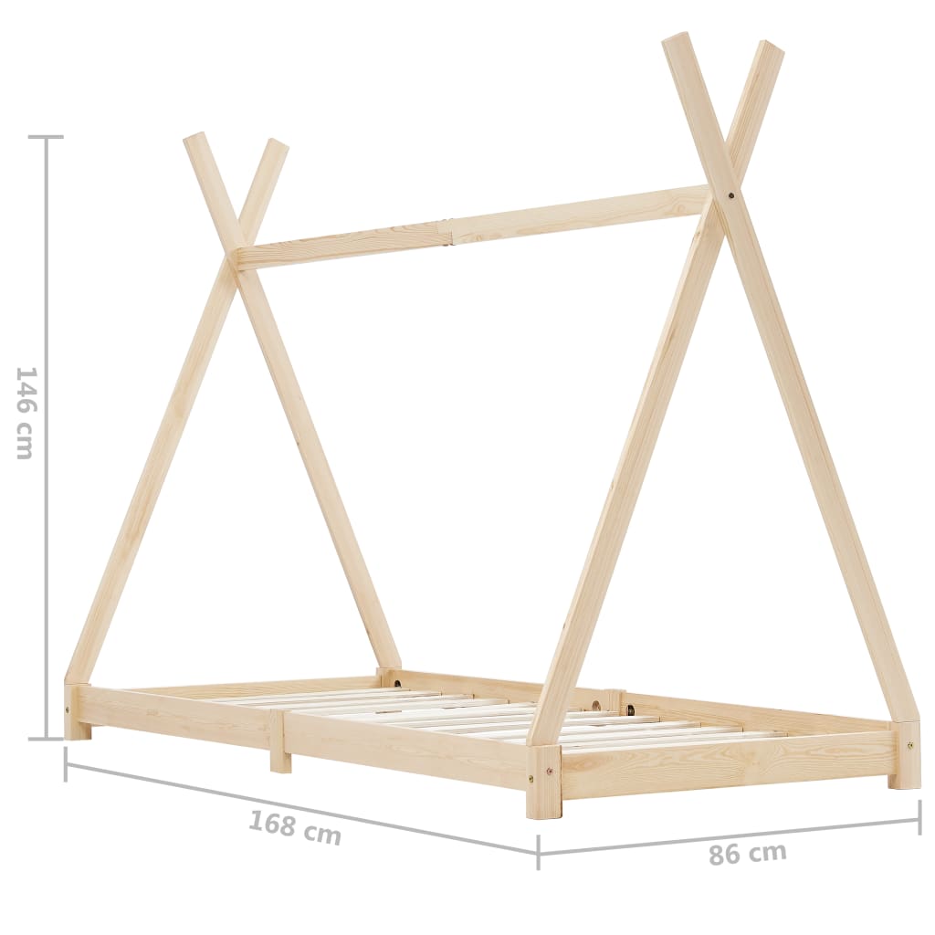 Kinderbedframe Massief Grenenhout 80 x 160 cm Bruin