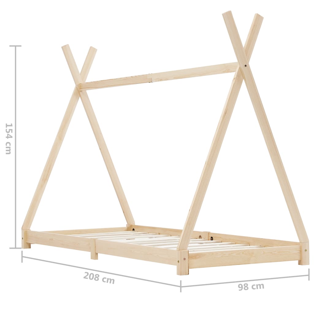 Kinderbedframe Massief Grenenhout 90 x 200 cm Bruin