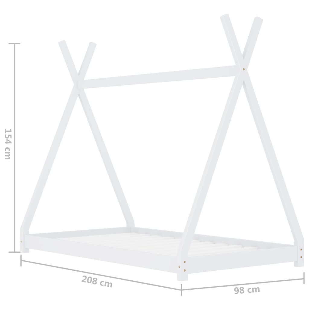 Kinderbedframe Massief Grenenhout 90 x 200 cm Wit