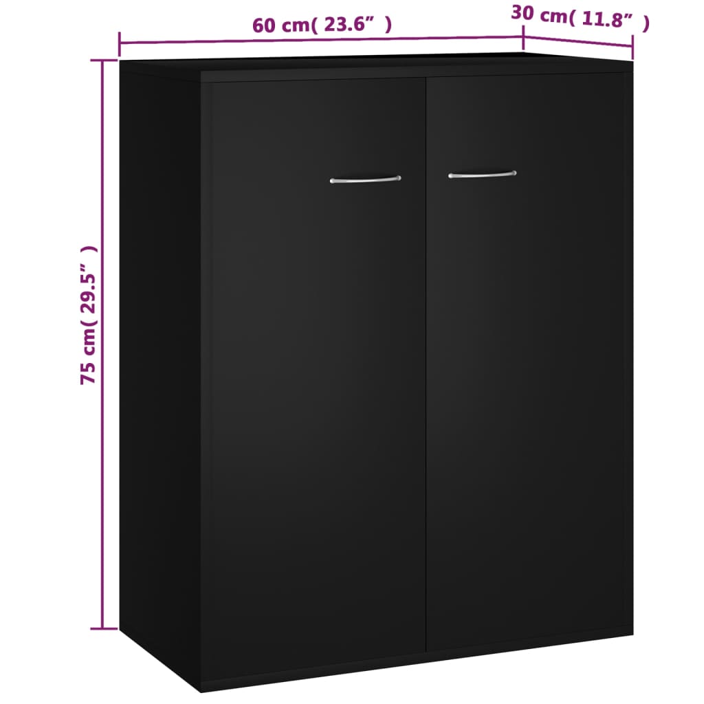 Dressoir 60x30x75 cm bewerkt hout zwart