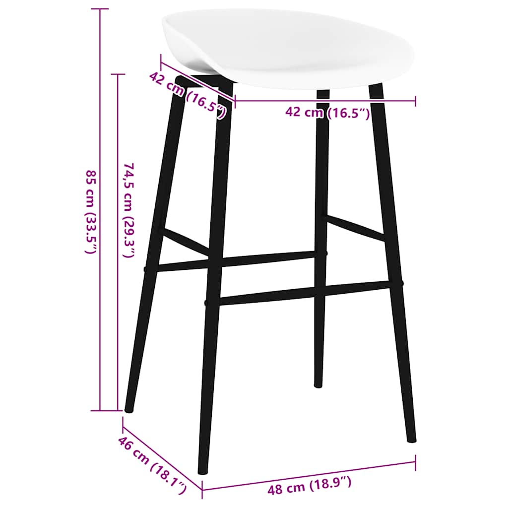 Barstoelen 4 Wit en zwart