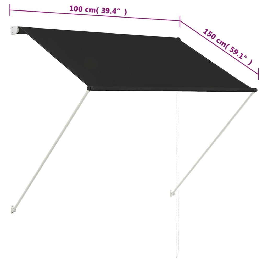 Luifel Uittrekbaar 100 x 150 cm Antraciet
