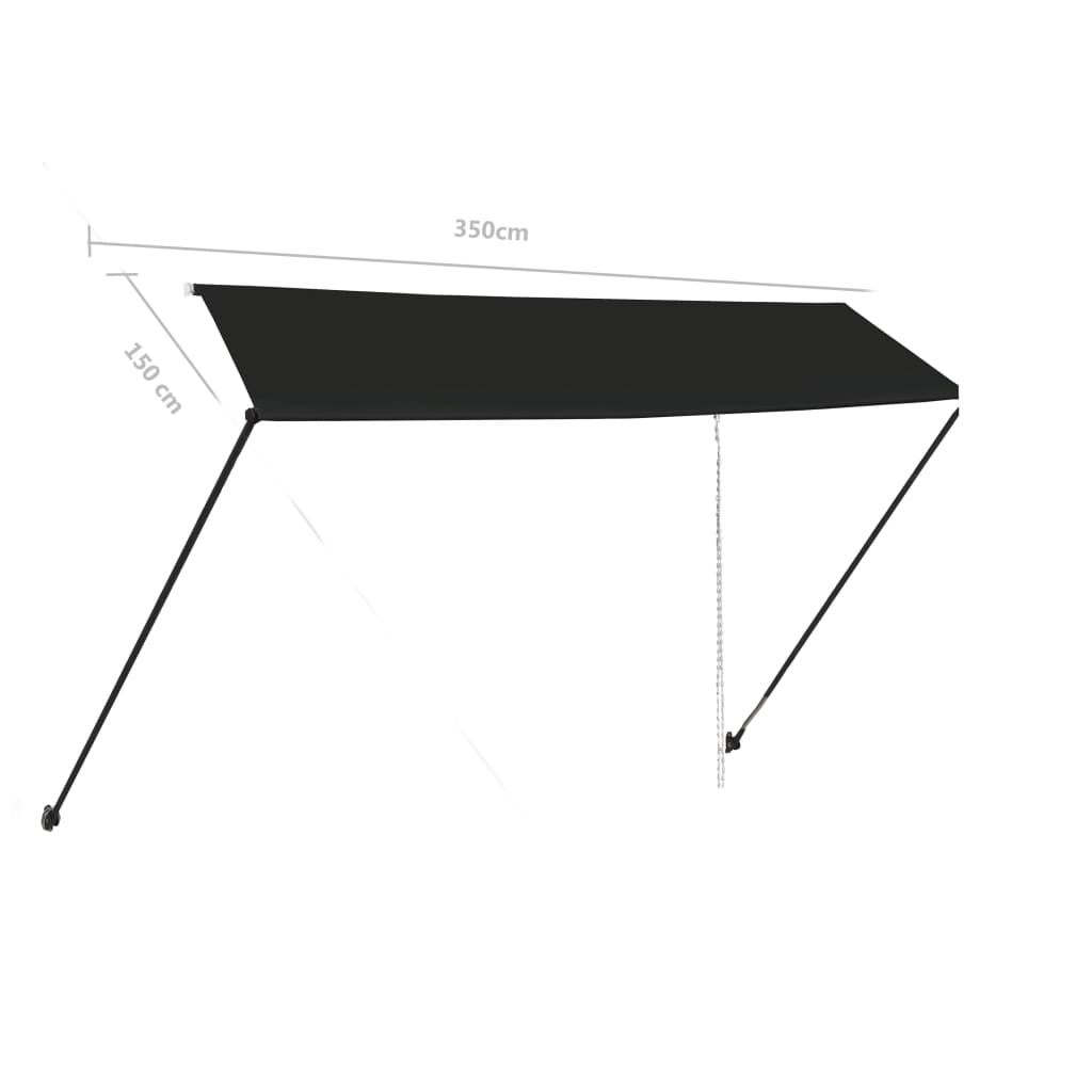 Luifel Uittrekbaar Met Led 350 x 150 cm Antraciet