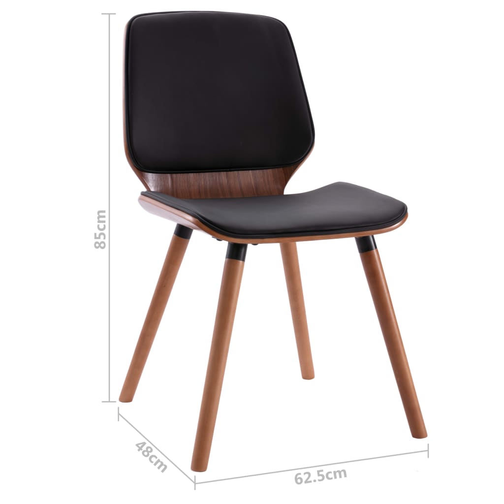 Eetkamerstoelen Kunstleer 2 Donkerbruin en zwart