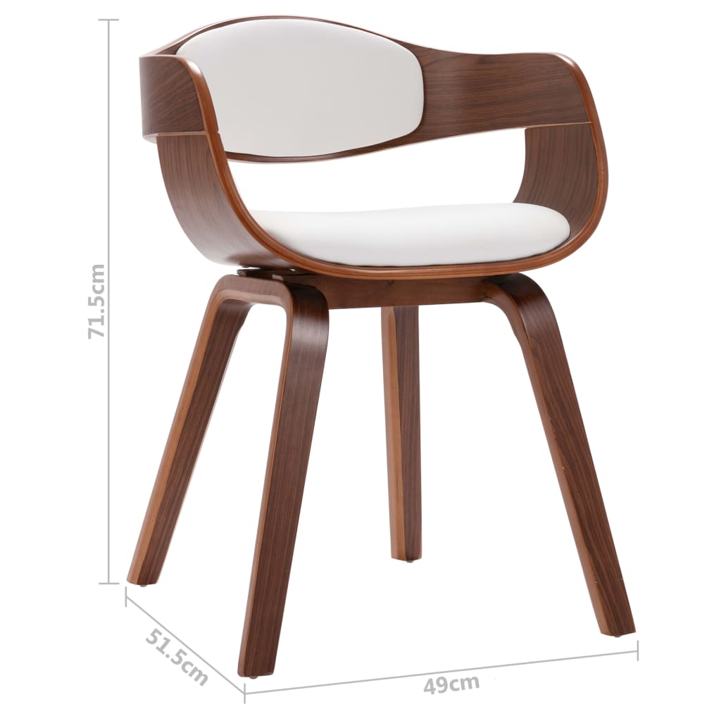 Eetkamerstoelen Gebogen Hout En Kunstleer 2 Donkerbruin en wit