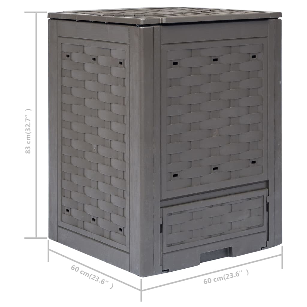 Compostbakken 2 St 60X60X83 Cm Kunststof Rattan Bruin 600 l