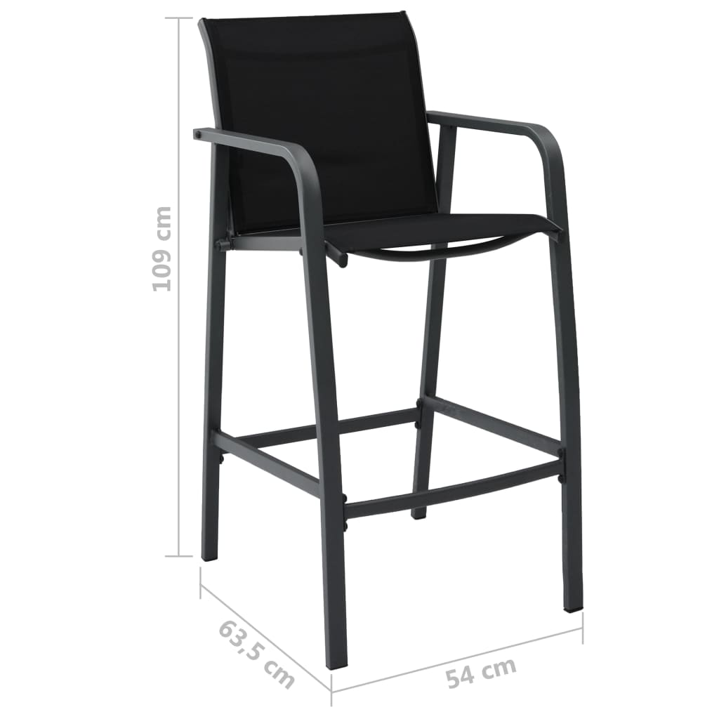 Tuinbarstoelen textileen 2 Zwart