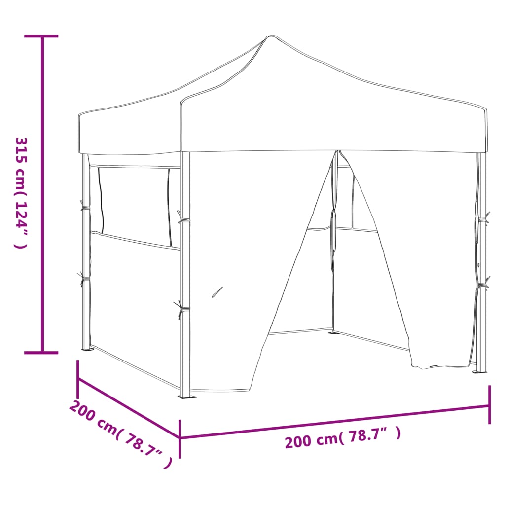 Partytent Met 4 Zijwanden Inklapbaar 2X2 M Staal Wit