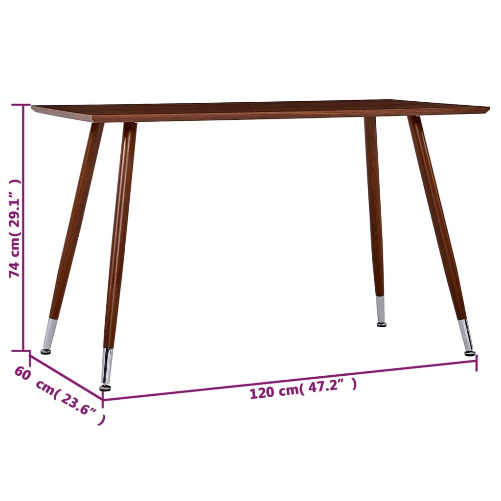 Eettafel 120x60x74 cm MDF bruin