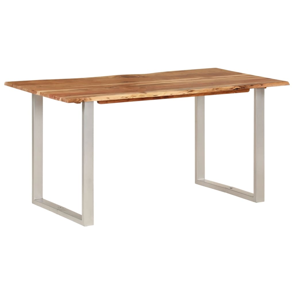 Eettafel 154x80x76 cm massief acaciahout 154 x 80 x 76 cm Zilver