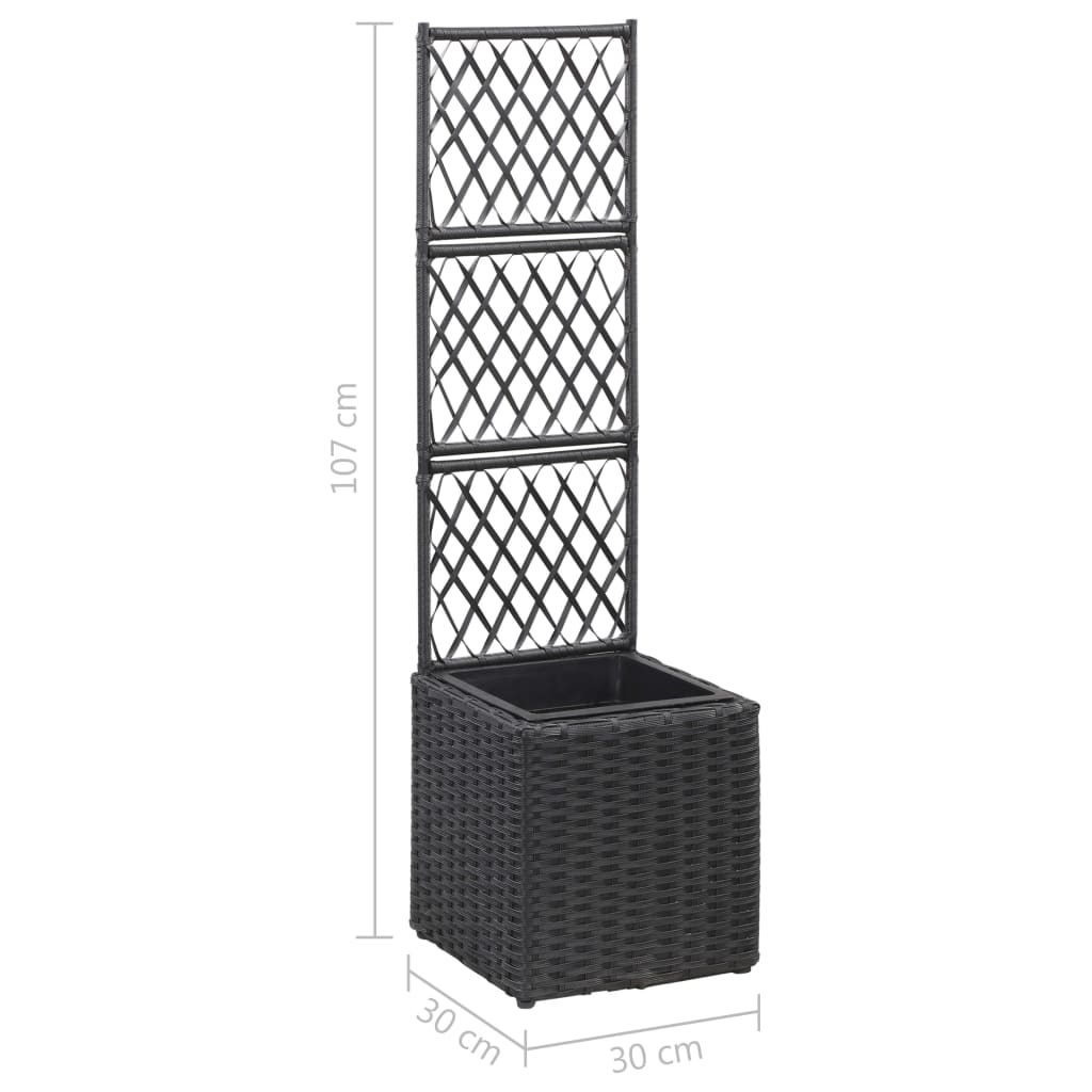 Latwerkplantenbak Verhoogd Met 1 Pot Rattan Zwart 30 x 30 x 107 cm