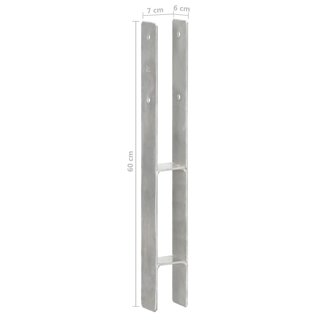 Grondankers 6 st 7x6x60 cm gegalvaniseerd staal zilverkleurig 6 7 x 6 x 60 cm