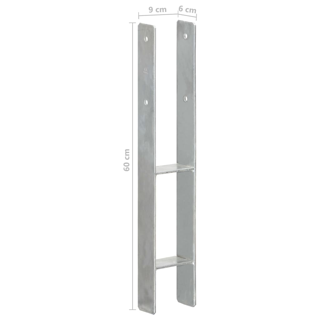 Grondankers 6 st 9x6x60 cm gegalvaniseerd staal zilverkleurig 6 9 x 6 x 60 cm