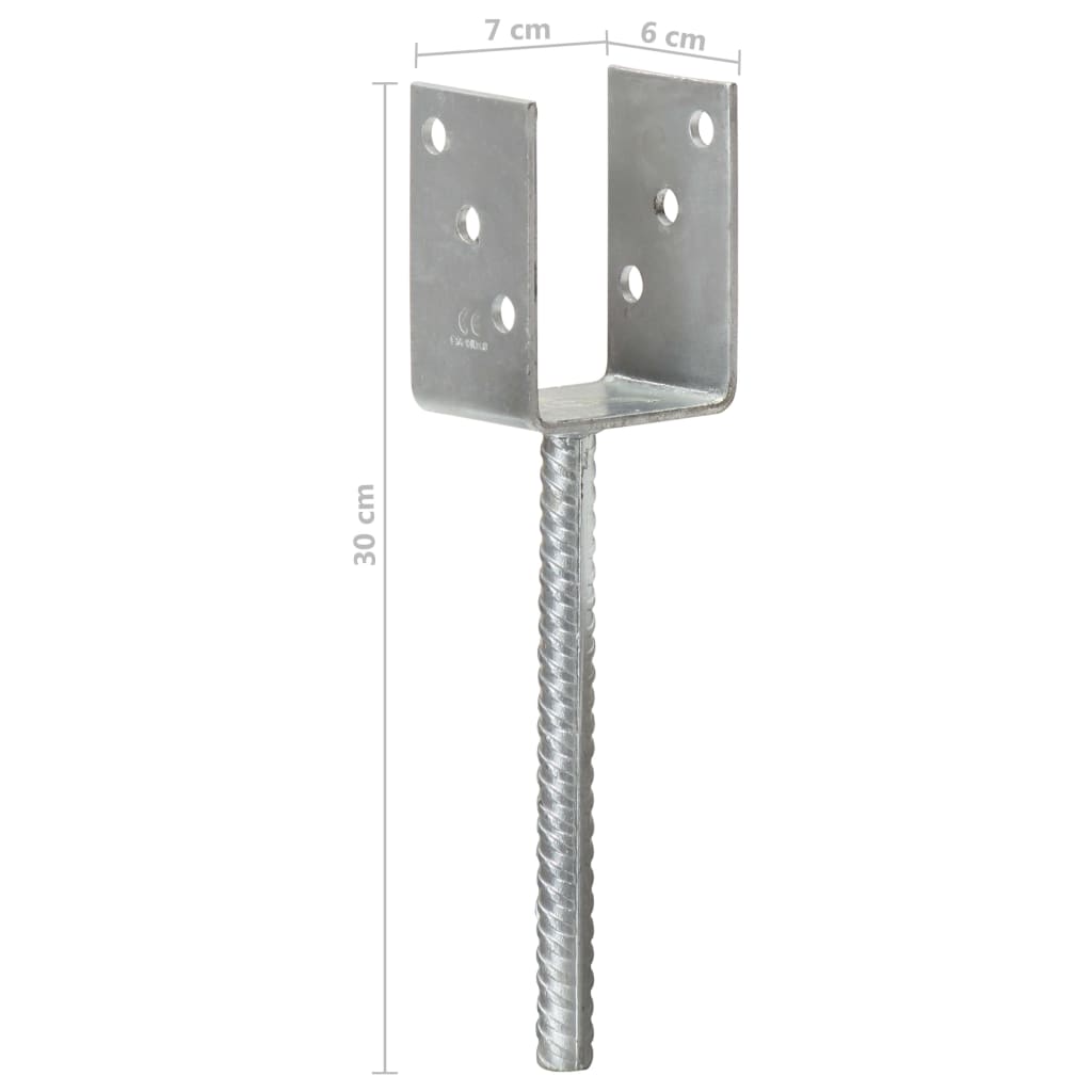 Grondankers Gegalvaniseerd Staal Zilverkleurig 7 x 6 x 30 cm