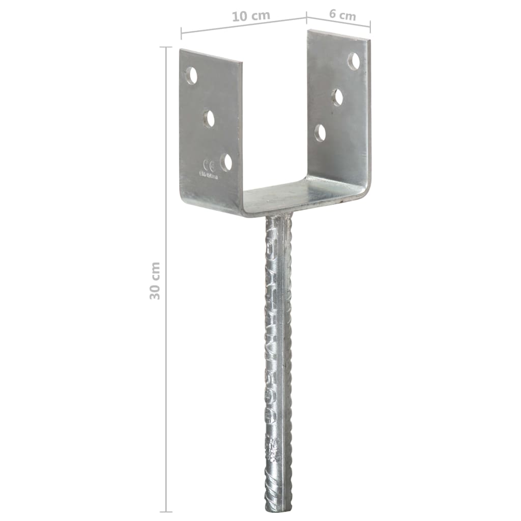 Grondankers Gegalvaniseerd Staal Zilverkleurig 10 x 6 x 30 cm