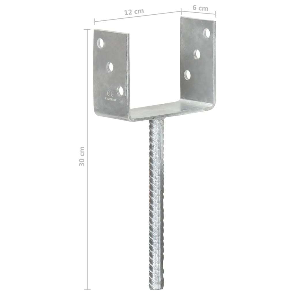 Grondankers Gegalvaniseerd Staal Zilverkleurig 12 x 6 x 30 cm