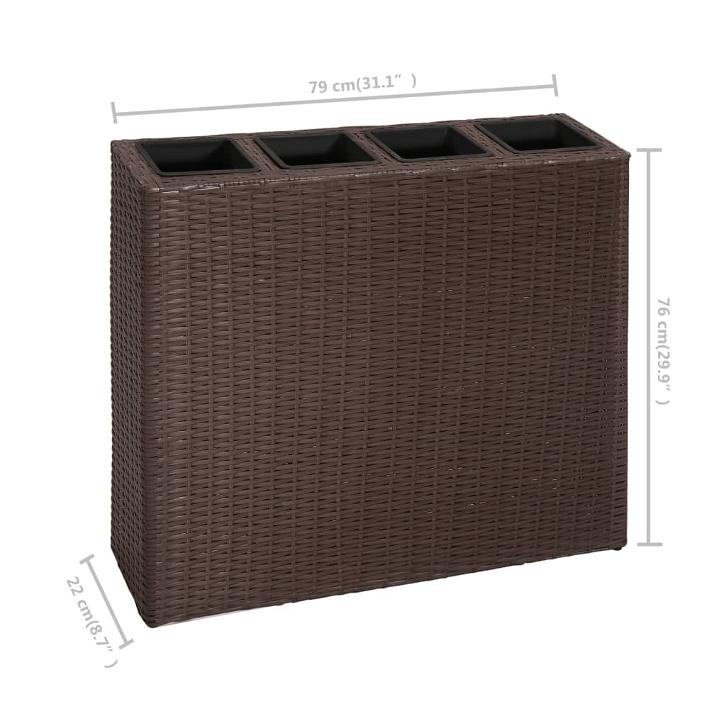 Plantenbak Verhoogd Met 4 Potten 2 St Poly Rattan 8 Bruin