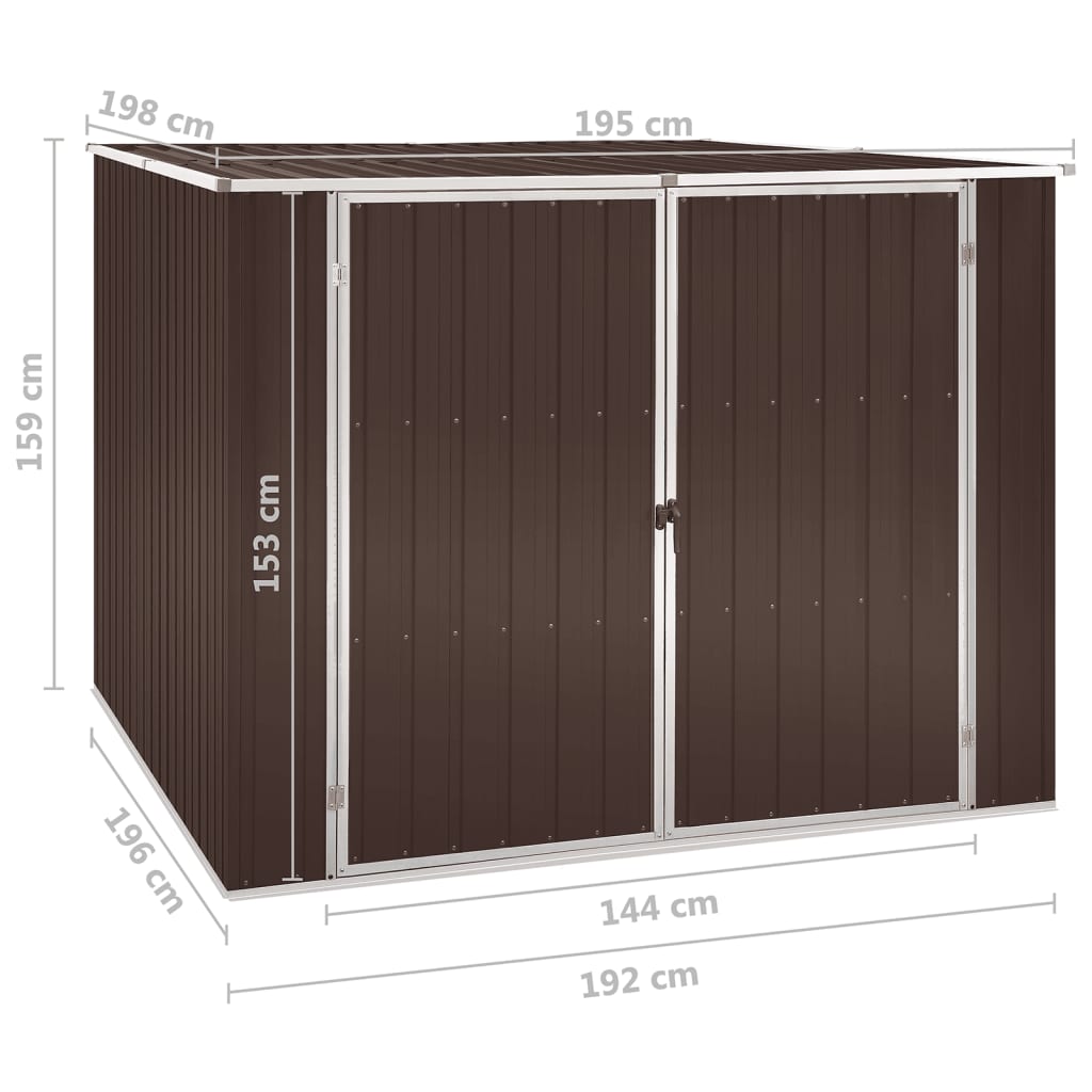 Tuinschuur 195X198X159 Cm Gegalvaniseerd Staal Bruin