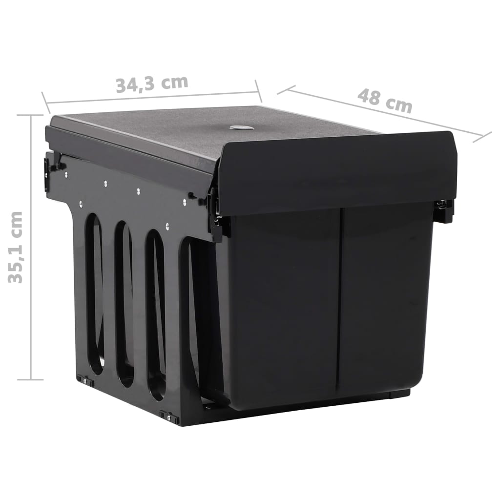 Inbouwprullenbak uittrekbaar soft-close 48 L 3 48 l 48 x 34.3 x 35.1 cm