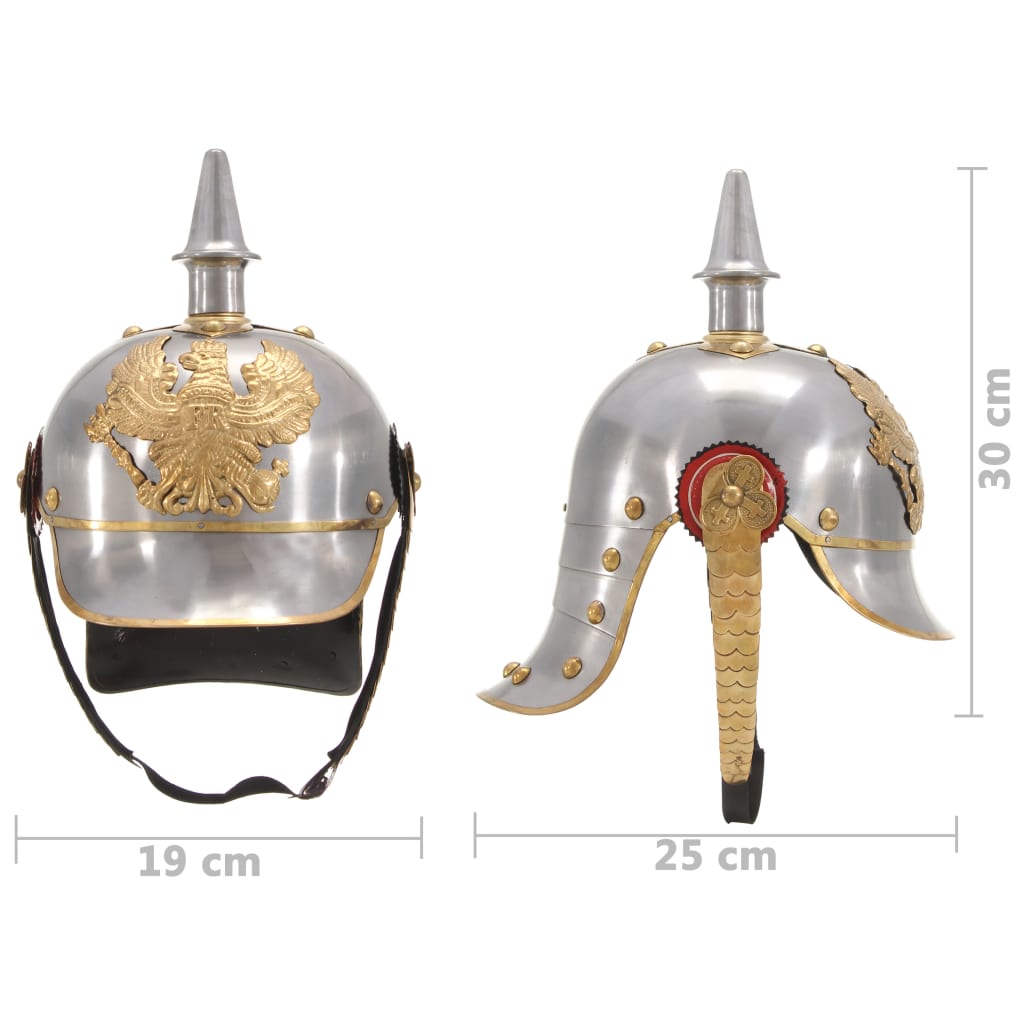 Pickelhaube Germaans Replica Larp Staal Zilverkleurig