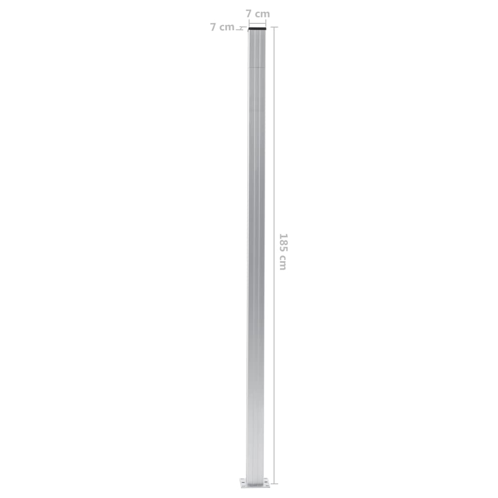 Schuttingpalen 185 Cm Aluminium 3 Zilver