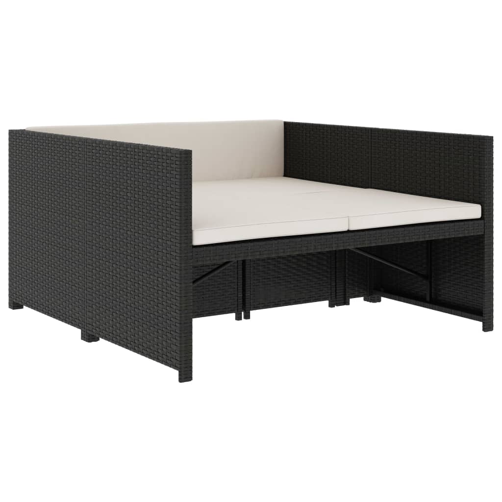 -Delige Loungeset Met Kussens Poly Rattan Zwart