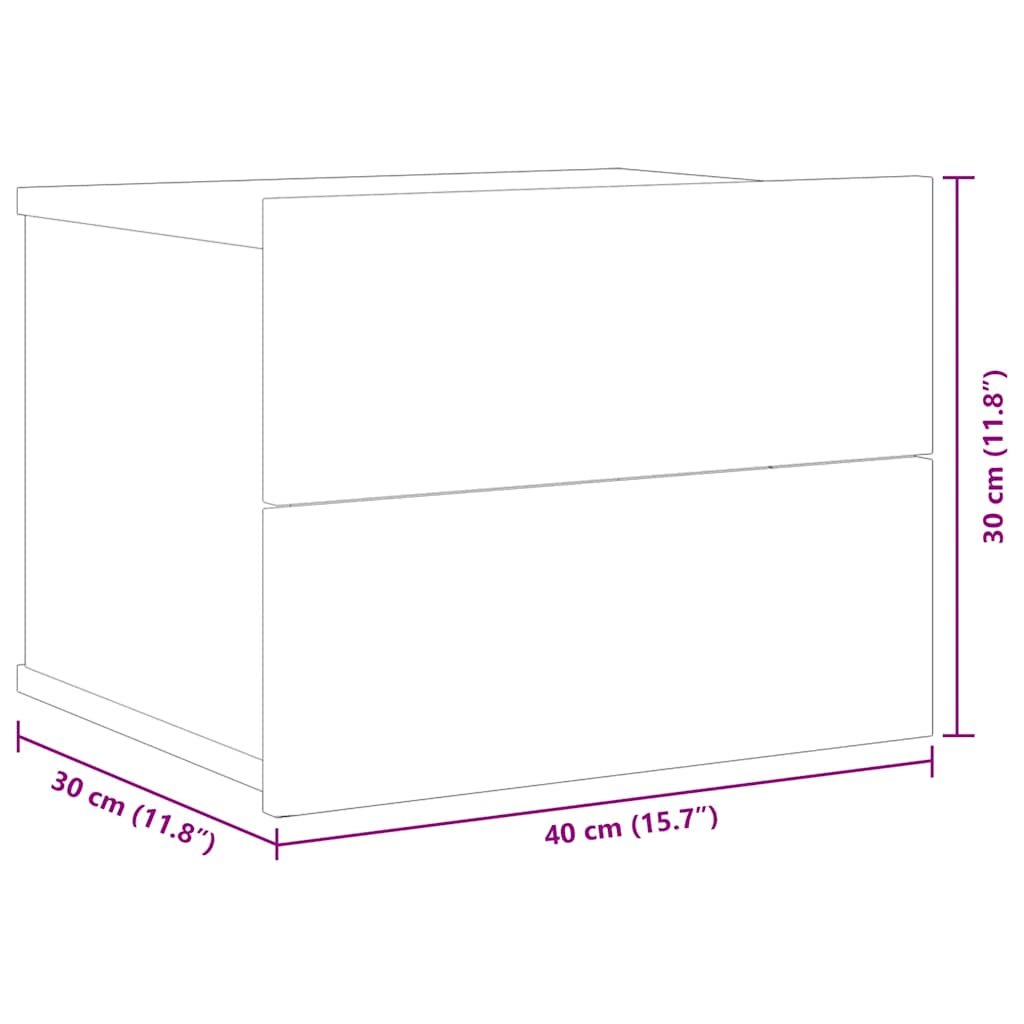 Nachtkastjes 2 st 40x30x30 cm bewerkt hout zwart
