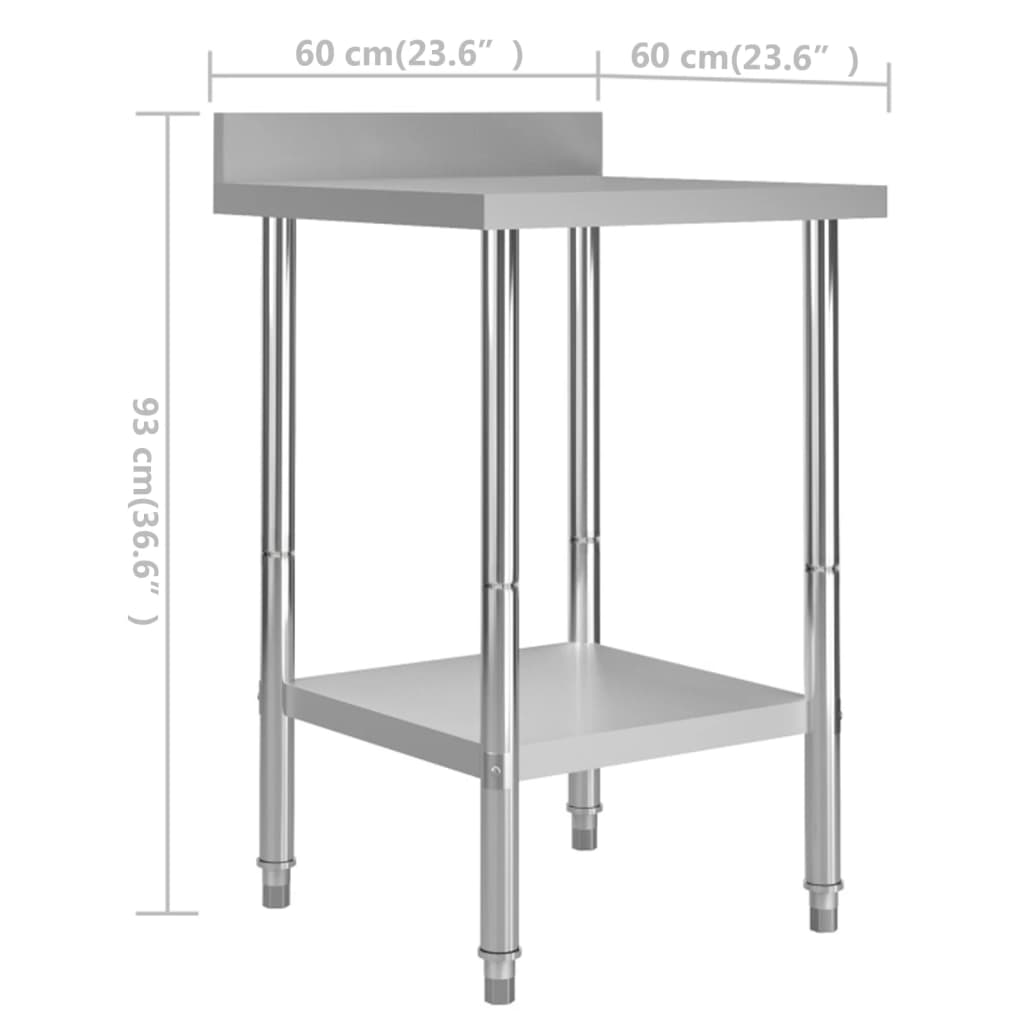 Keukenwerktafel Met Spatscherm Roestvrij Staal 60 x 60 x 93 cm