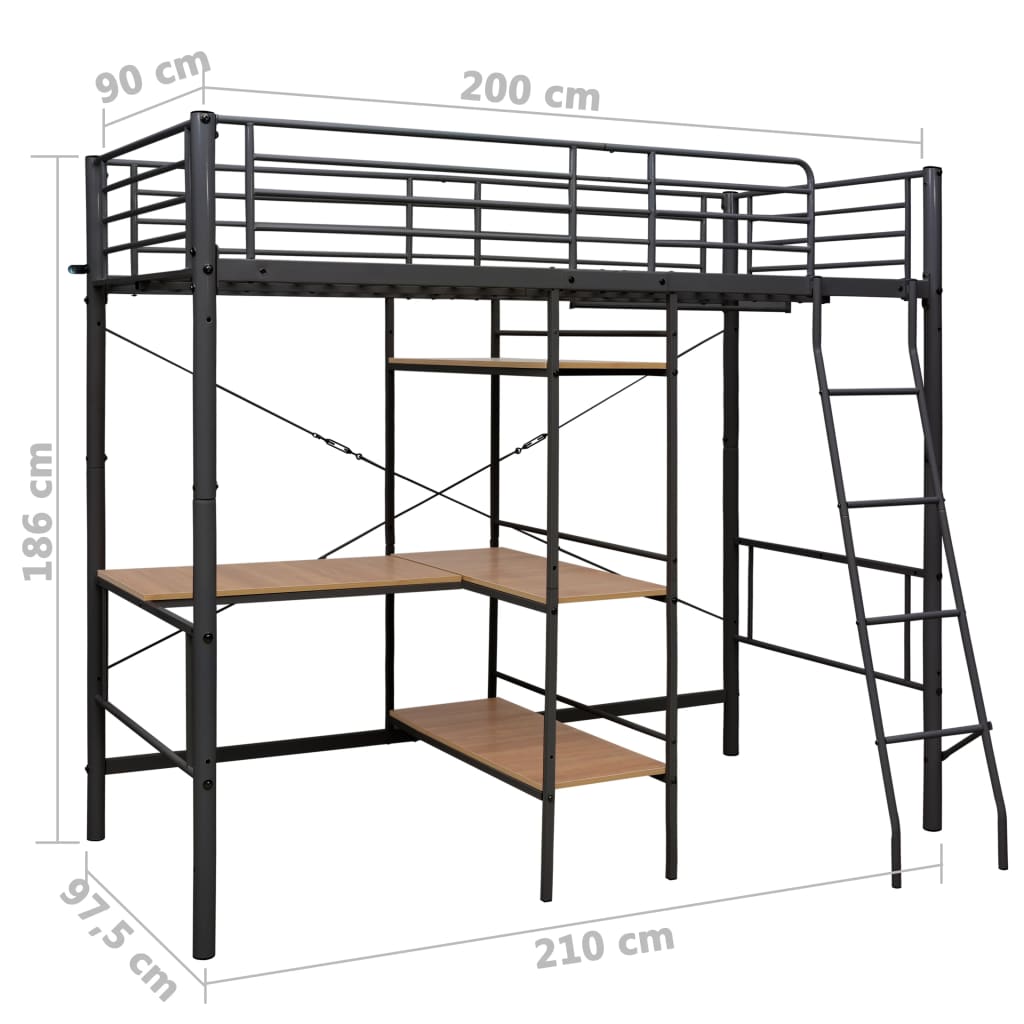 Stapelbedframe Met Tafel Metaal Grijs