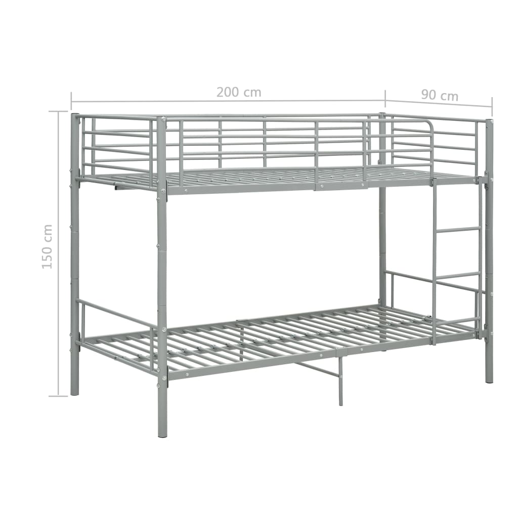 Stapelbed Metaal 90X200 Cm Grijs