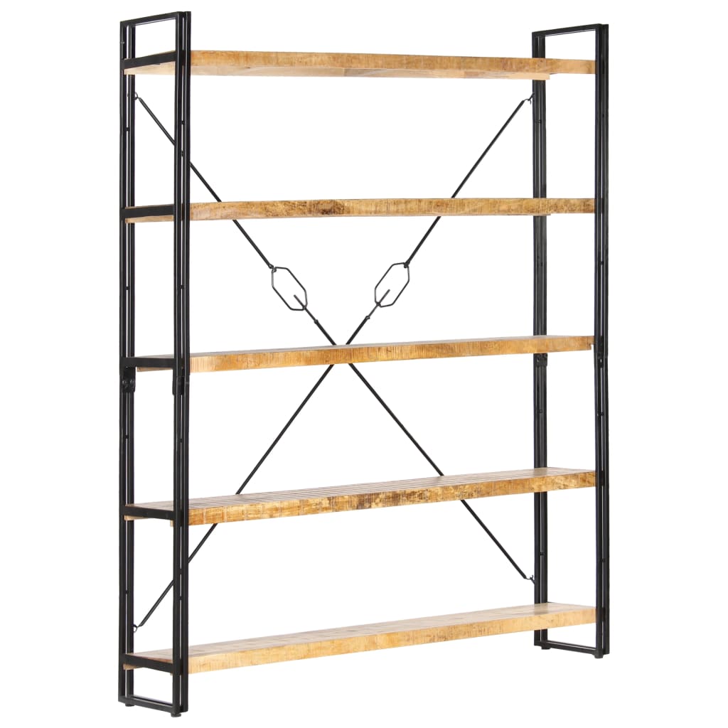 Boekenkast Met 5 Schappen 140X30X180 Cm Massief Mangohout 140 x 30 x 180 cm Bruin