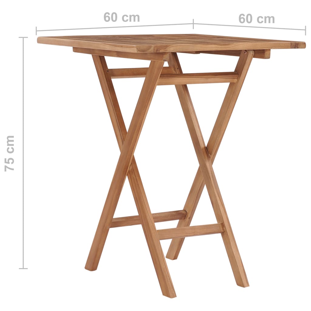 Tuintafel Inklapbaar 60X60X75 Cm Massief Teakhout Vierkant