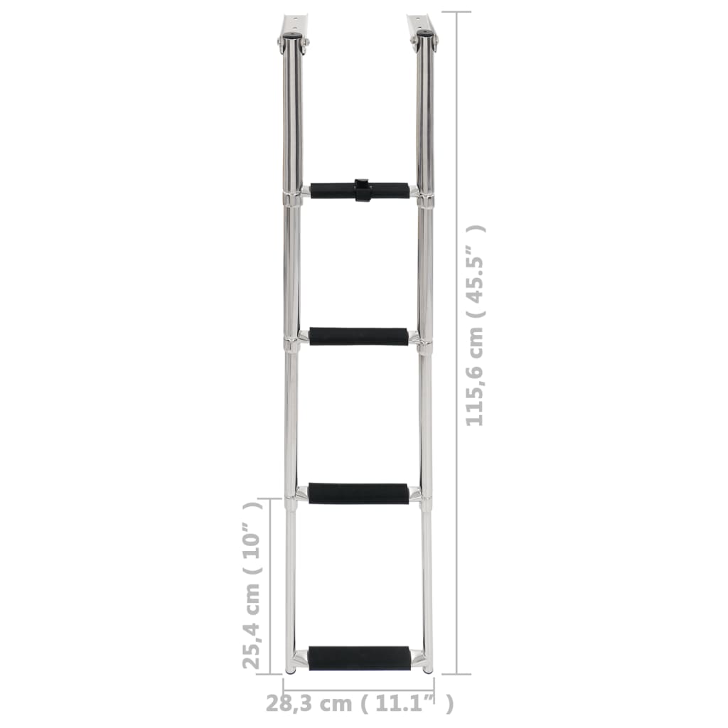 Boordladder Inklapbaar Met 4 Sporten Roestvrij Staal 28.3 x 115.6 cm