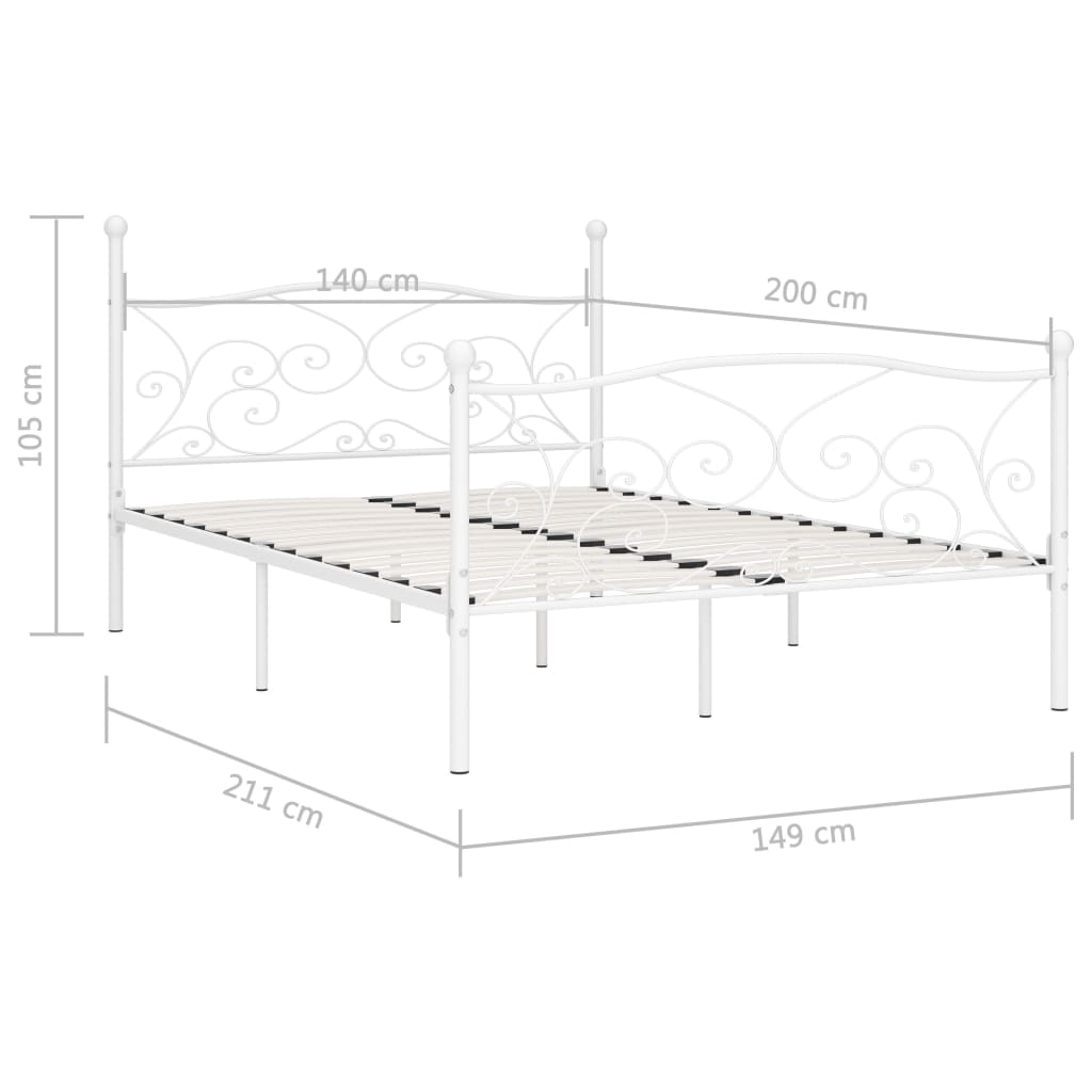 Bedframe Met Lattenbodem Metaal 140 x 200 cm Wit