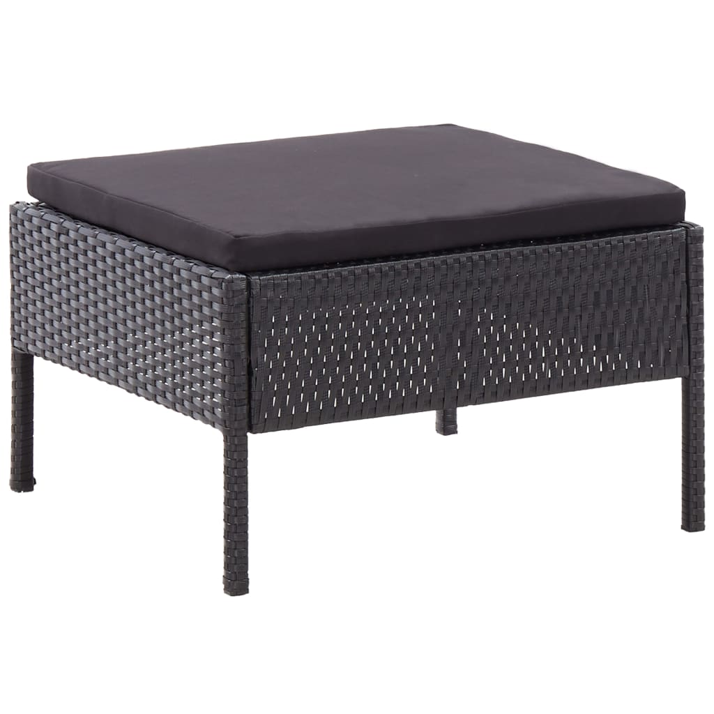 Loungeset Met Kussens Poly Rattan Zwart